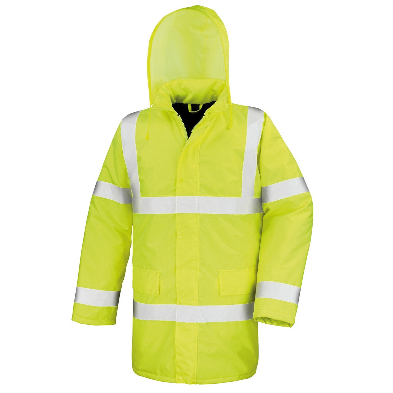 Fluorescent Yellow - Front - Result Core Unisex Adult Motorway Hi-Vis Coat