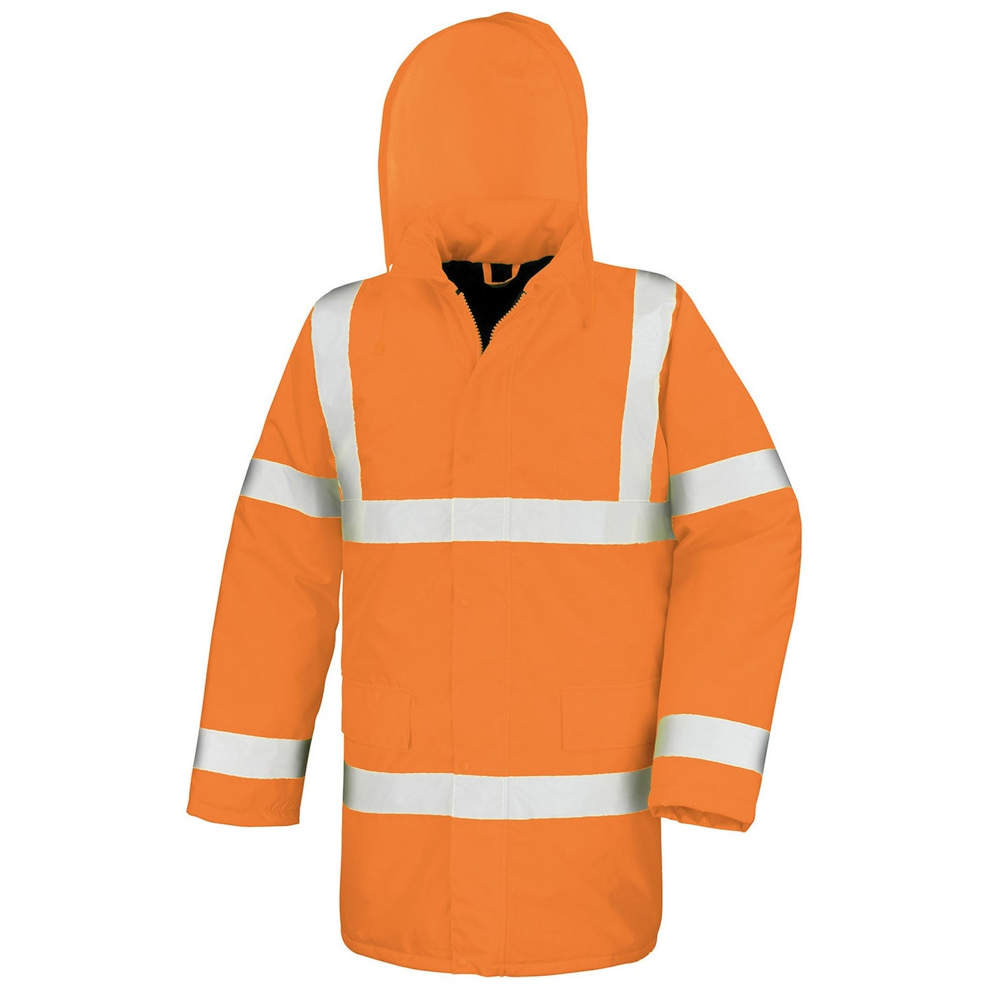 Fluorescent Orange - Front - Result Core Unisex Adult Motorway Hi-Vis Coat