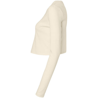Solid Natural - Side - Bella + Canvas Womens-Ladies Micro-Rib Long-Sleeved Crop Top