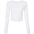 Solid White - Front - Bella + Canvas Womens-Ladies Micro-Rib Long-Sleeved Crop Top