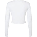 Solid White - Back - Bella + Canvas Womens-Ladies Micro-Rib Long-Sleeved Crop Top