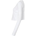 Solid White - Side - Bella + Canvas Womens-Ladies Micro-Rib Long-Sleeved Crop Top
