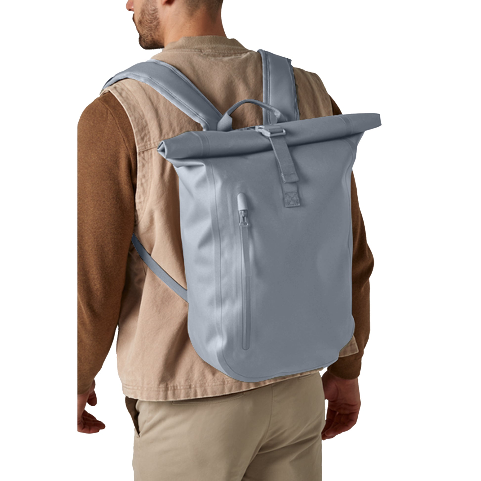 Blue Grey - Back - Quadra Lite Roll Top Waterproof Backpack