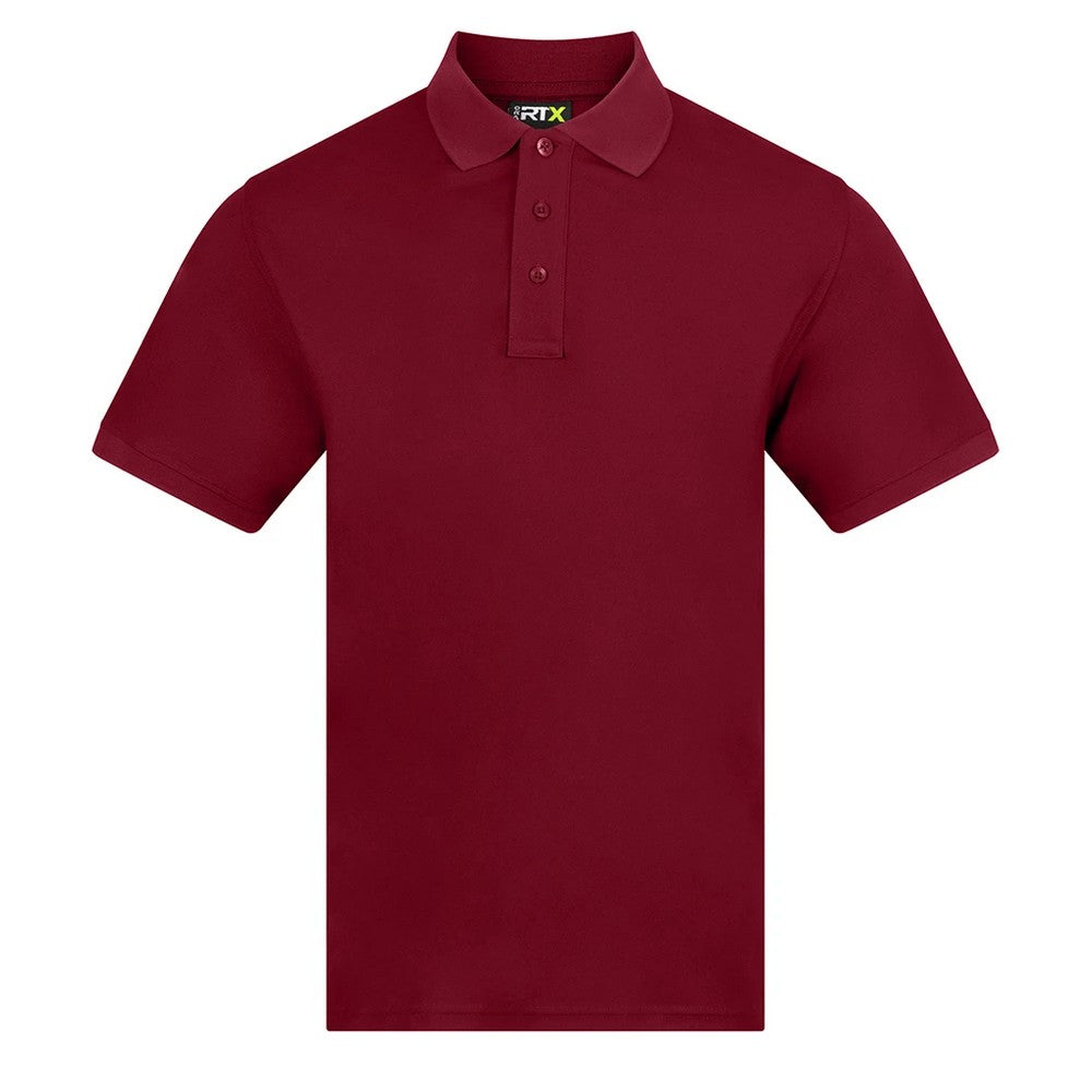 Burgundy - Front - PRO RTX Mens Pro Piqué Moisture Wicking Polo Shirt