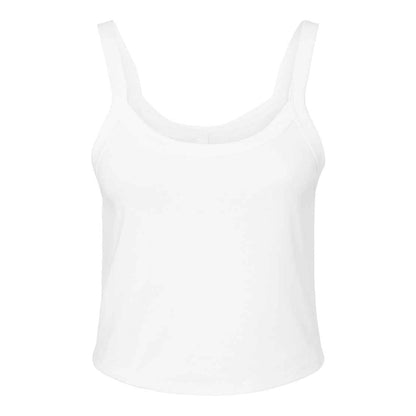 Solid White Blend - Front - Bella + Canvas Womens-Ladies Micro-Rib Spaghetti Strap Tank Top