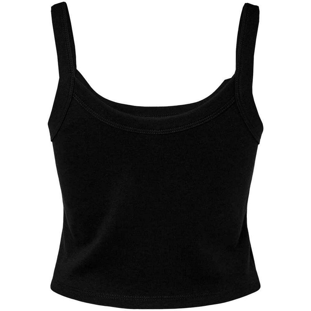 Solid Black - Front - Bella + Canvas Womens-Ladies Micro-Rib Spaghetti Strap Tank Top