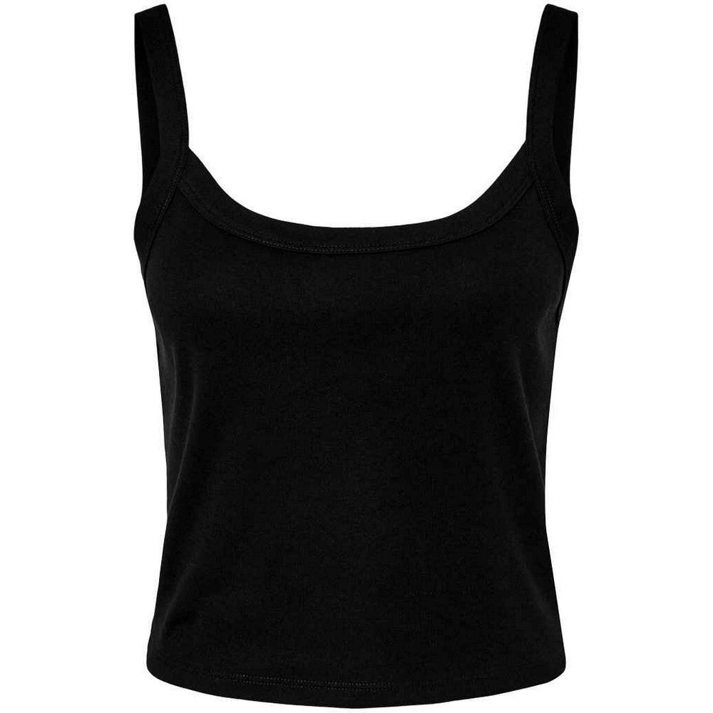 Solid Black - Back - Bella + Canvas Womens-Ladies Micro-Rib Spaghetti Strap Tank Top