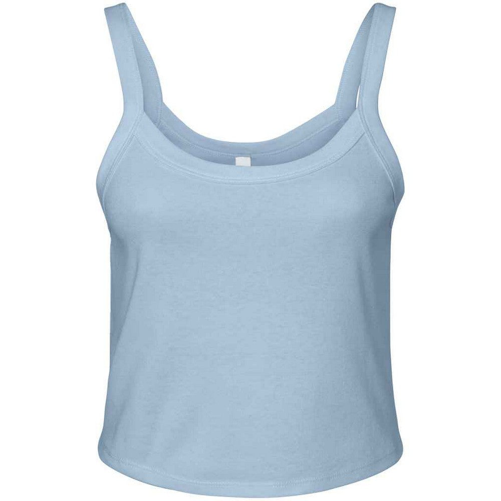 Solid Baby Blue - Front - Bella + Canvas Womens-Ladies Micro-Rib Spaghetti Strap Tank Top