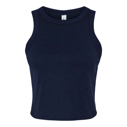 Solid Navy - Front - Bella + Canvas Womens-Ladies Micro-Rib Racer Tank Top