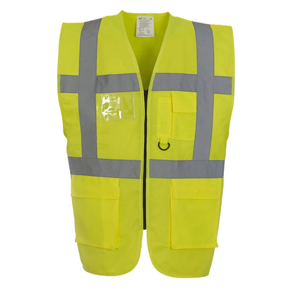 Yellow - Front - Yoko Unisex Adult Executive Hi-Vis Waistcoat