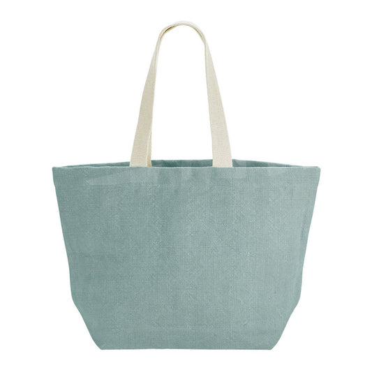 Duck Egg Blue - Front - Westford Mill Washed Jute Beach Soft Touch Tote Bag