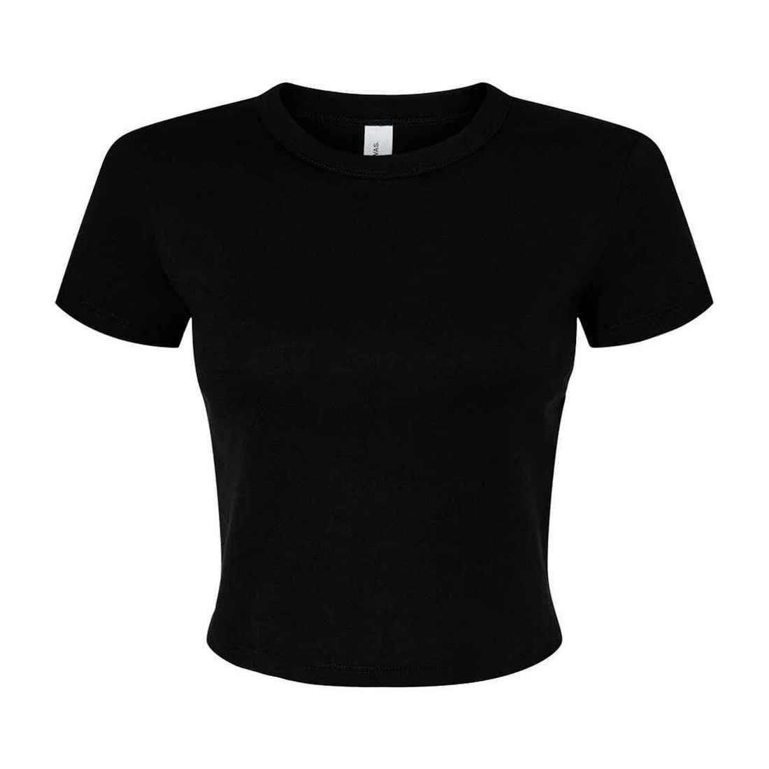 Solid Black - Front - Bella + Canvas Womens-Ladies Micro-Rib Crop T-Shirt