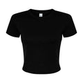 Solid Black - Front - Bella + Canvas Womens-Ladies Micro-Rib Crop T-Shirt