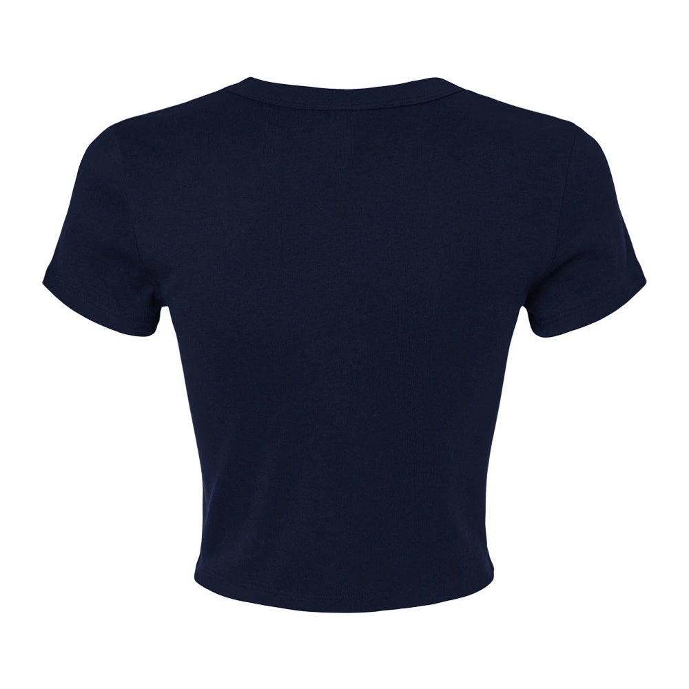 Solid Navy - Back - Bella + Canvas Womens-Ladies Micro-Rib Crop T-Shirt