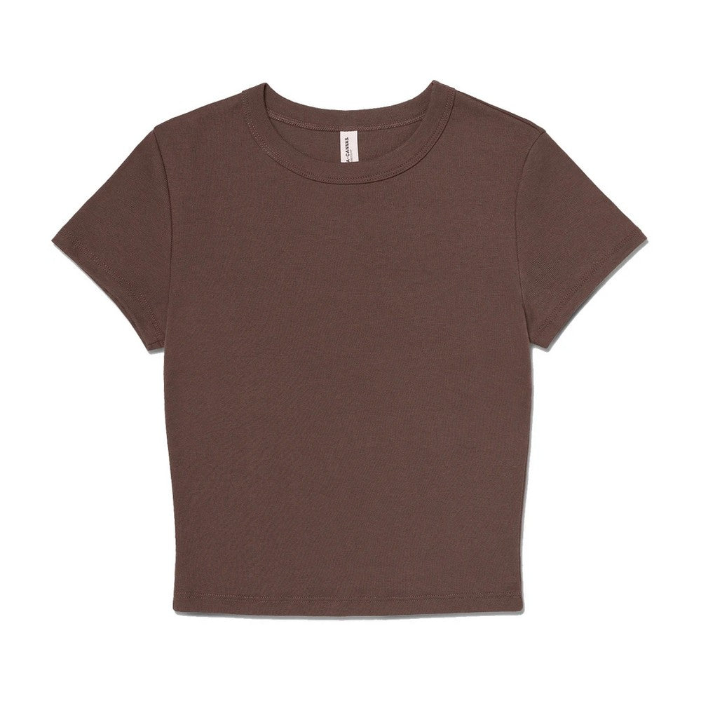 Cocoa Solid - Front - Bella + Canvas Womens-Ladies Micro-Rib Crop T-Shirt