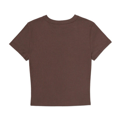 Cocoa Solid - Back - Bella + Canvas Womens-Ladies Micro-Rib Crop T-Shirt