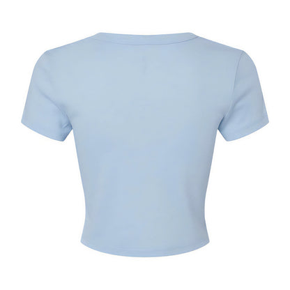 Solid Baby Blue - Back - Bella + Canvas Womens-Ladies Micro-Rib Crop T-Shirt