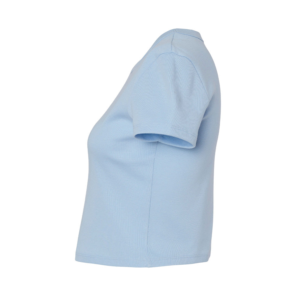 Solid Baby Blue - Side - Bella + Canvas Womens-Ladies Micro-Rib Crop T-Shirt