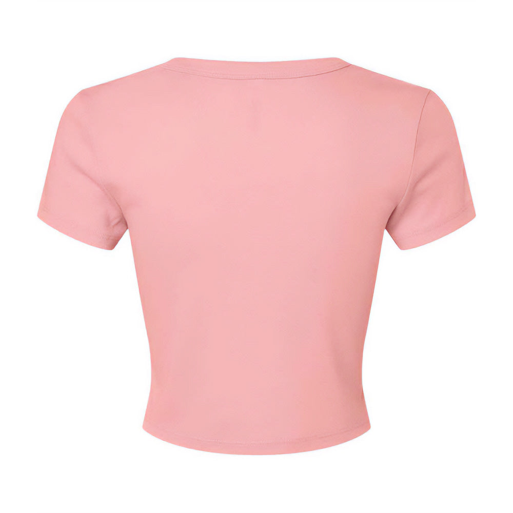 Solid Pink - Back - Bella + Canvas Womens-Ladies Micro-Rib Crop T-Shirt