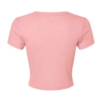 Solid Pink - Back - Bella + Canvas Womens-Ladies Micro-Rib Crop T-Shirt