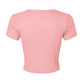 Solid Pink - Back - Bella + Canvas Womens-Ladies Micro-Rib Crop T-Shirt