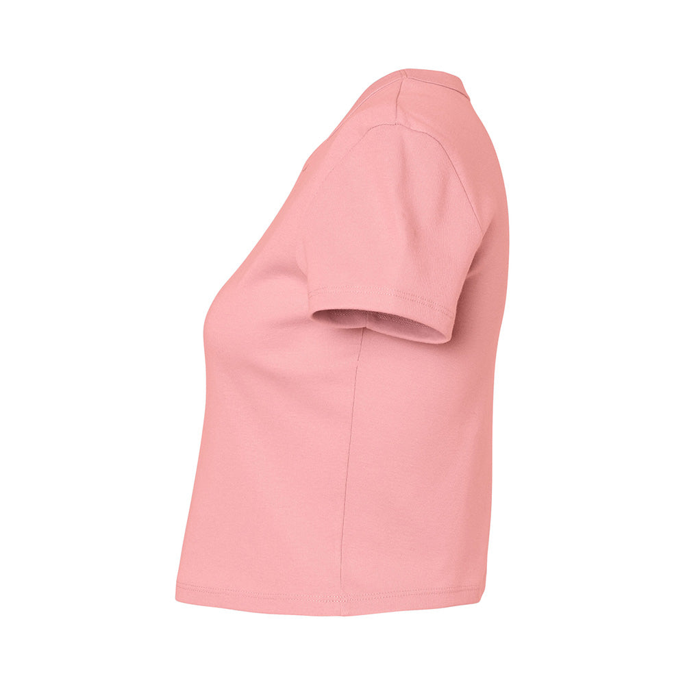 Solid Pink - Side - Bella + Canvas Womens-Ladies Micro-Rib Crop T-Shirt