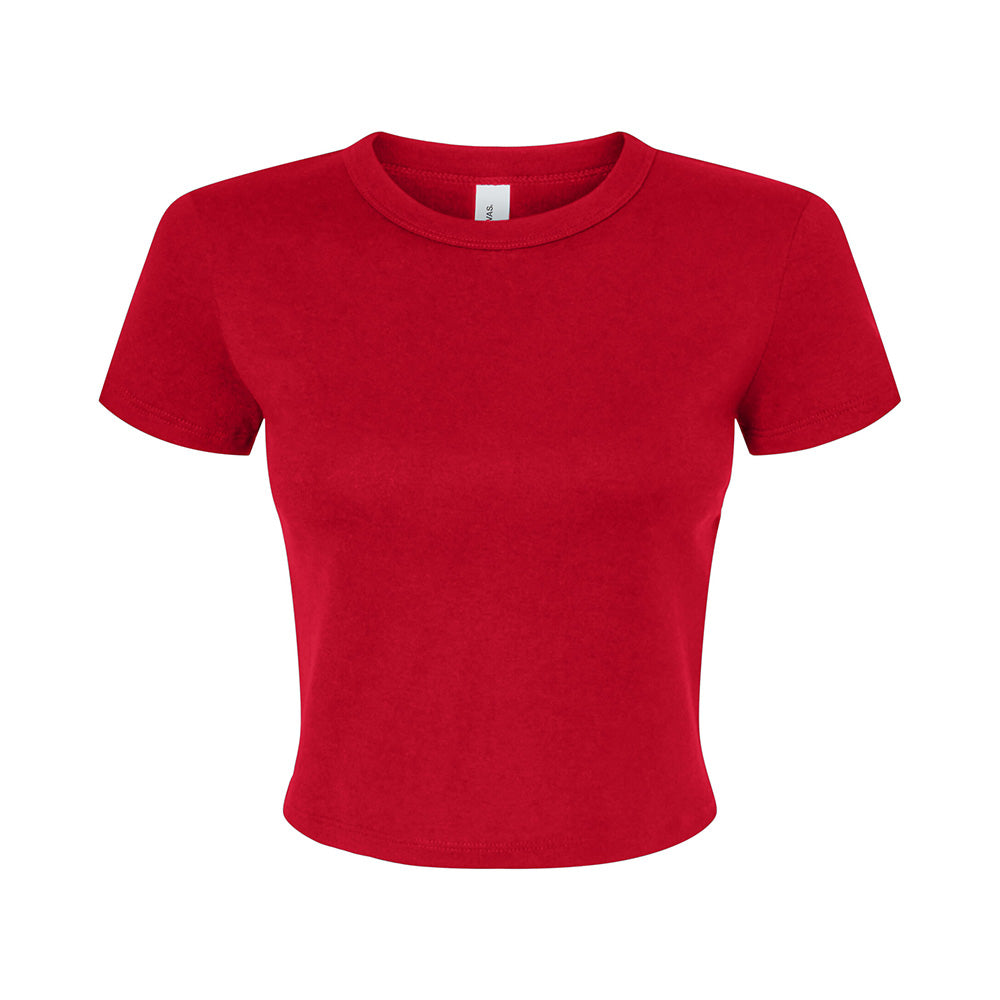 Solid Red - Front - Bella + Canvas Womens-Ladies Micro-Rib Crop T-Shirt
