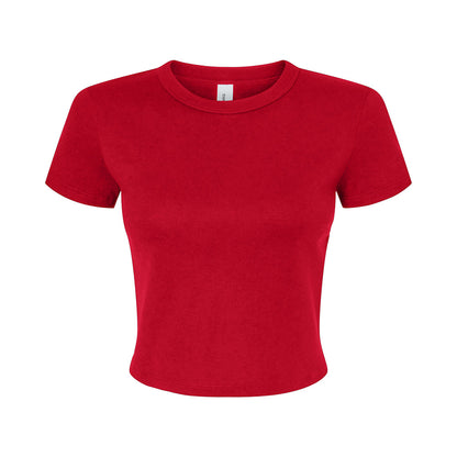 Solid Red - Front - Bella + Canvas Womens-Ladies Micro-Rib Crop T-Shirt