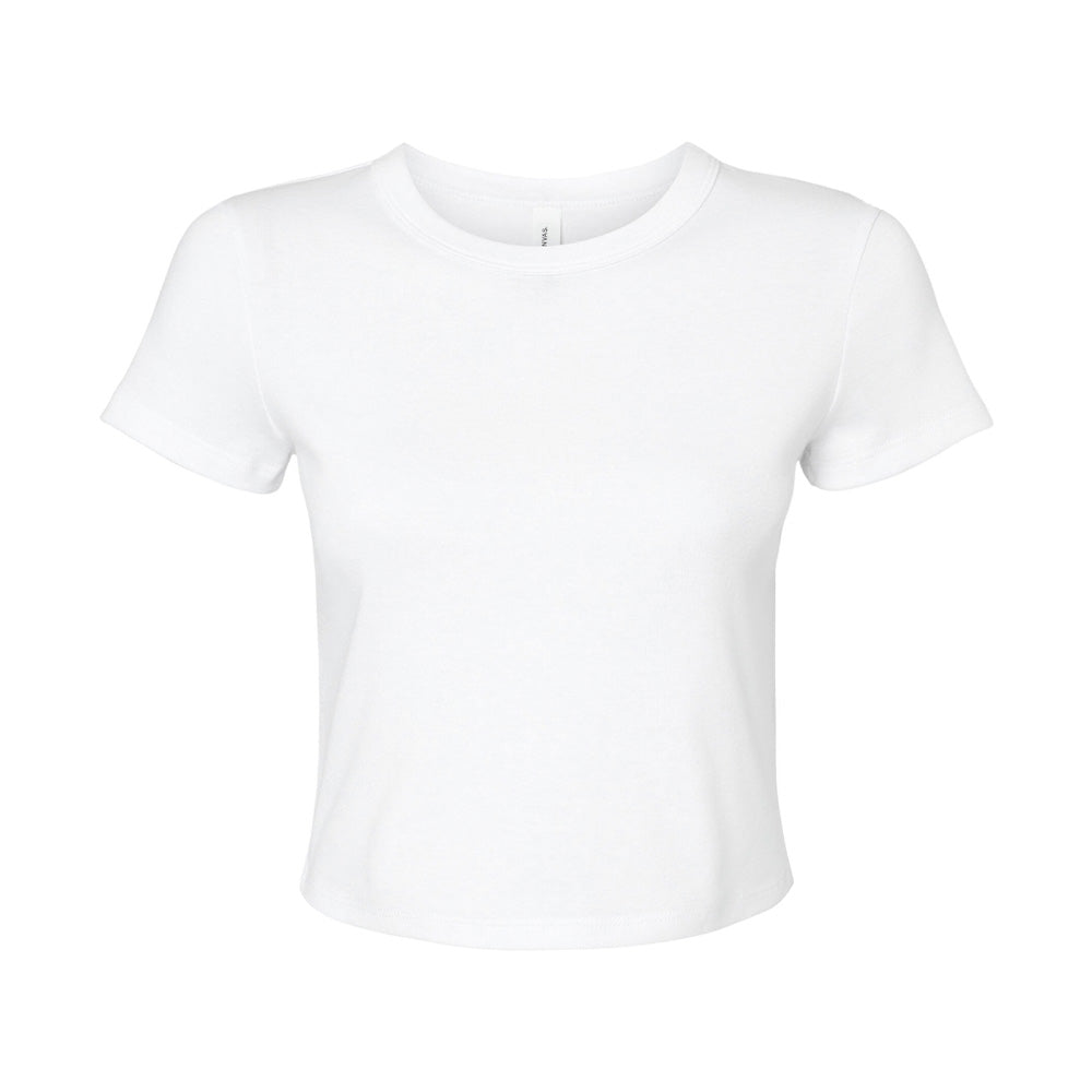 Solid White - Front - Bella + Canvas Womens-Ladies Micro-Rib Crop T-Shirt