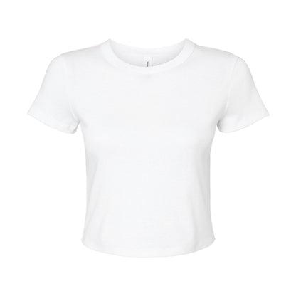 Solid White - Front - Bella + Canvas Womens-Ladies Micro-Rib Crop T-Shirt