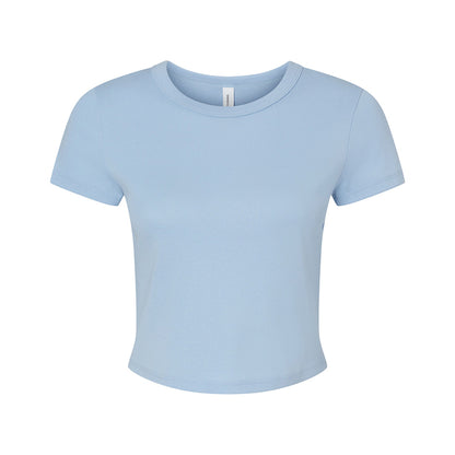 Solid Baby Blue - Front - Bella + Canvas Womens-Ladies Micro-Rib Crop T-Shirt