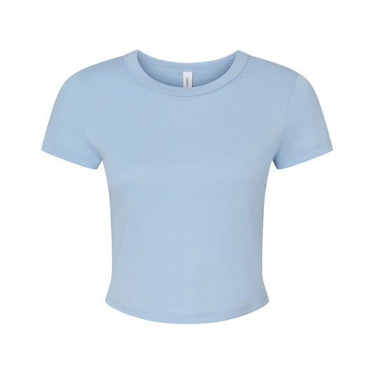 Solid Baby Blue - Front - Bella + Canvas Womens-Ladies Micro-Rib Crop T-Shirt