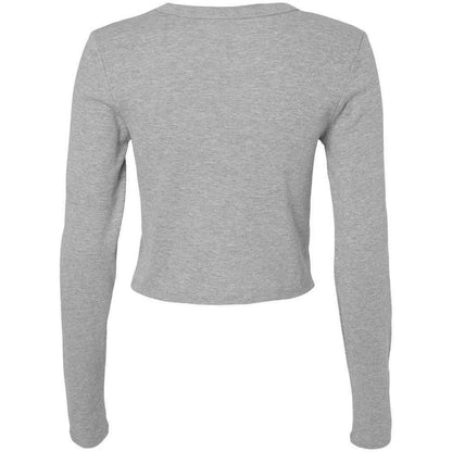 Athletic Grey - Back - Bella + Canvas Womens-Ladies Micro-Rib Cropped Long-Sleeved T-Shirt