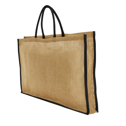 Natural-Black - Back - Westford Mill Starched Jute Shopper Bag