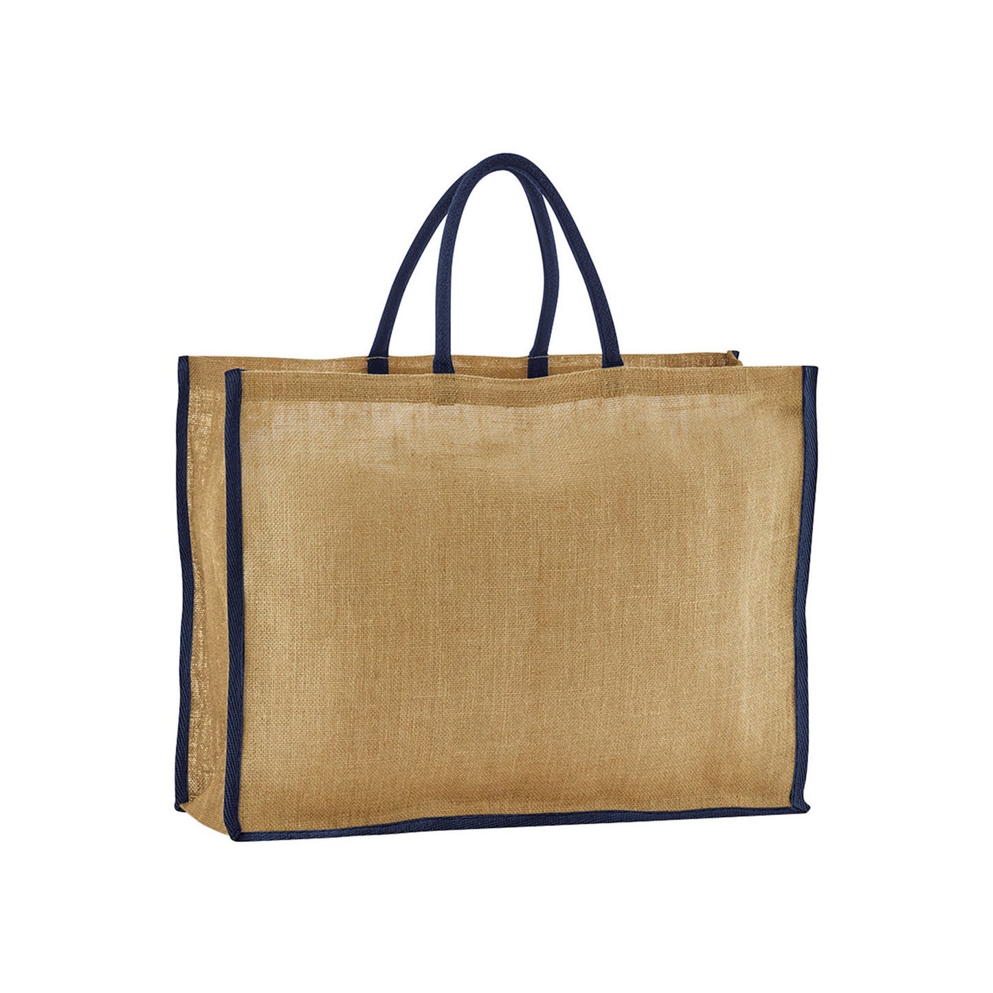 Natural-Navy - Front - Westford Mill Starched Jute Shopper Bag