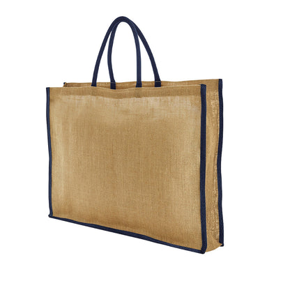 Natural-Navy - Back - Westford Mill Starched Jute Shopper Bag