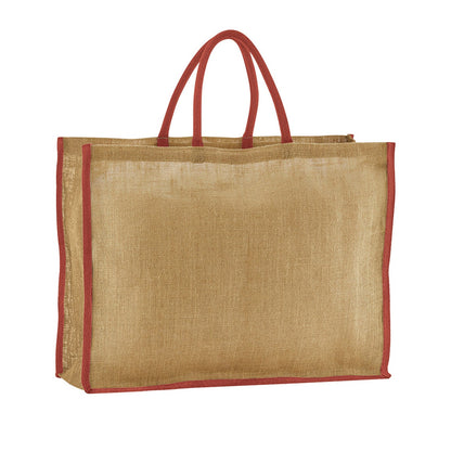 Natural-Orange Rust - Front - Westford Mill Starched Jute Shopper Bag