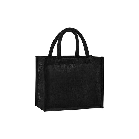 Black - Front - Westford Mill Midi Starched Jute 14L Tote Bag