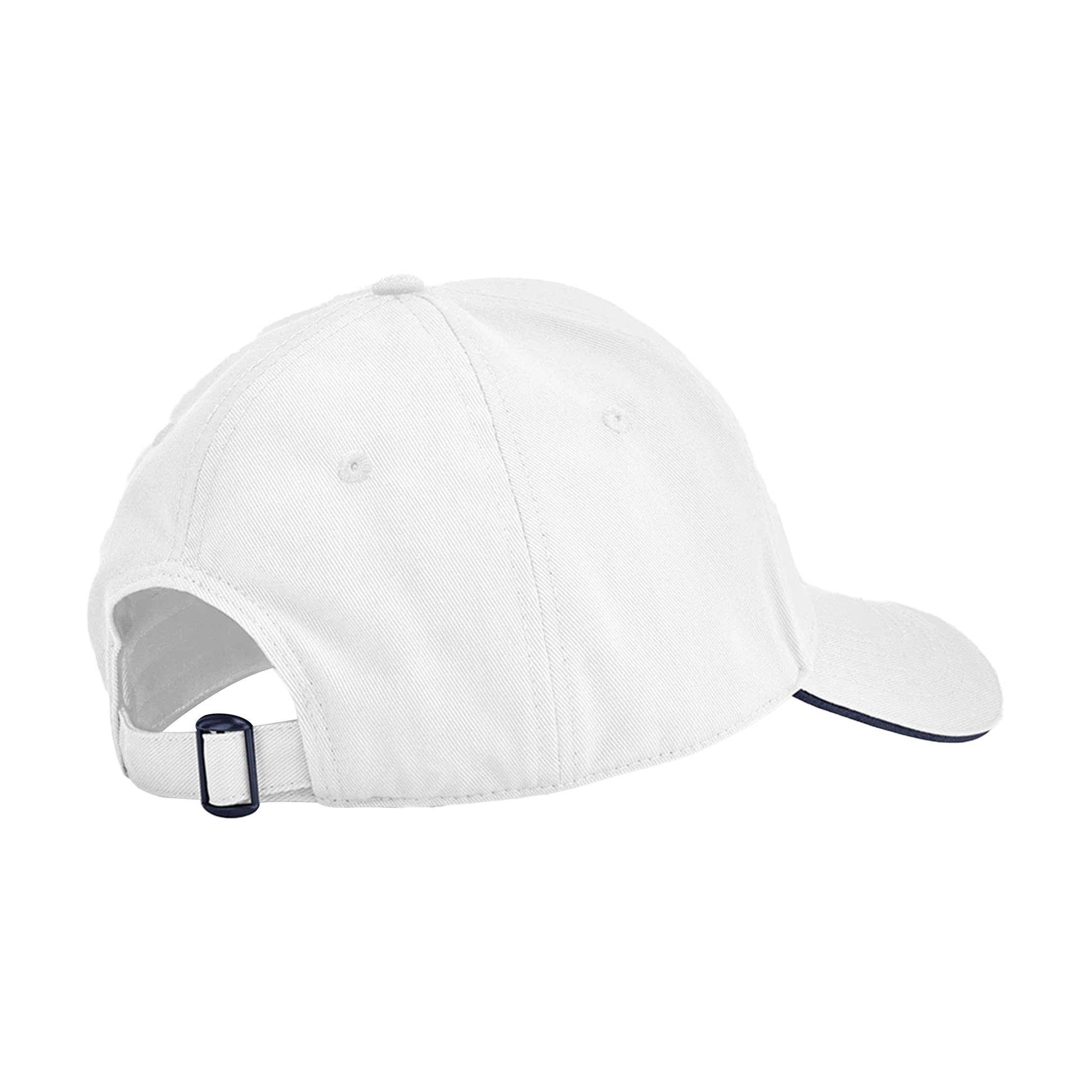 White-French Navy - Back - Beechfield Classic Organic Cotton Sandwich Peak Cap