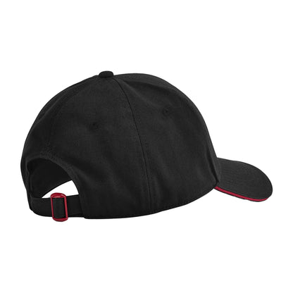 Black-Classic Red - Back - Beechfield Classic Organic Cotton Sandwich Peak Cap