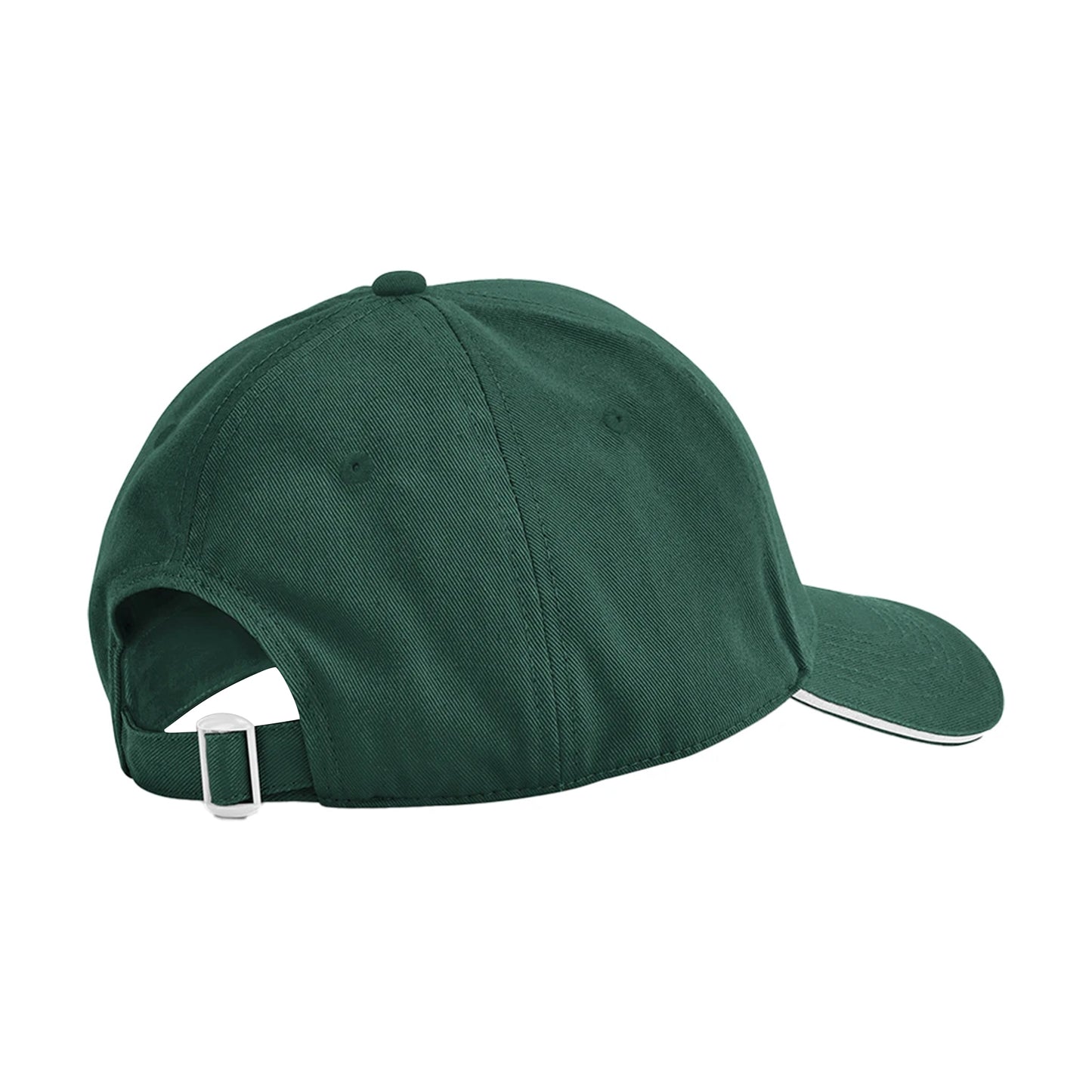 Bottle Green-White - Back - Beechfield Classic Organic Cotton Sandwich Peak Cap