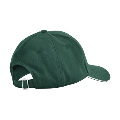 Bottle Green-White - Back - Beechfield Classic Organic Cotton Sandwich Peak Cap