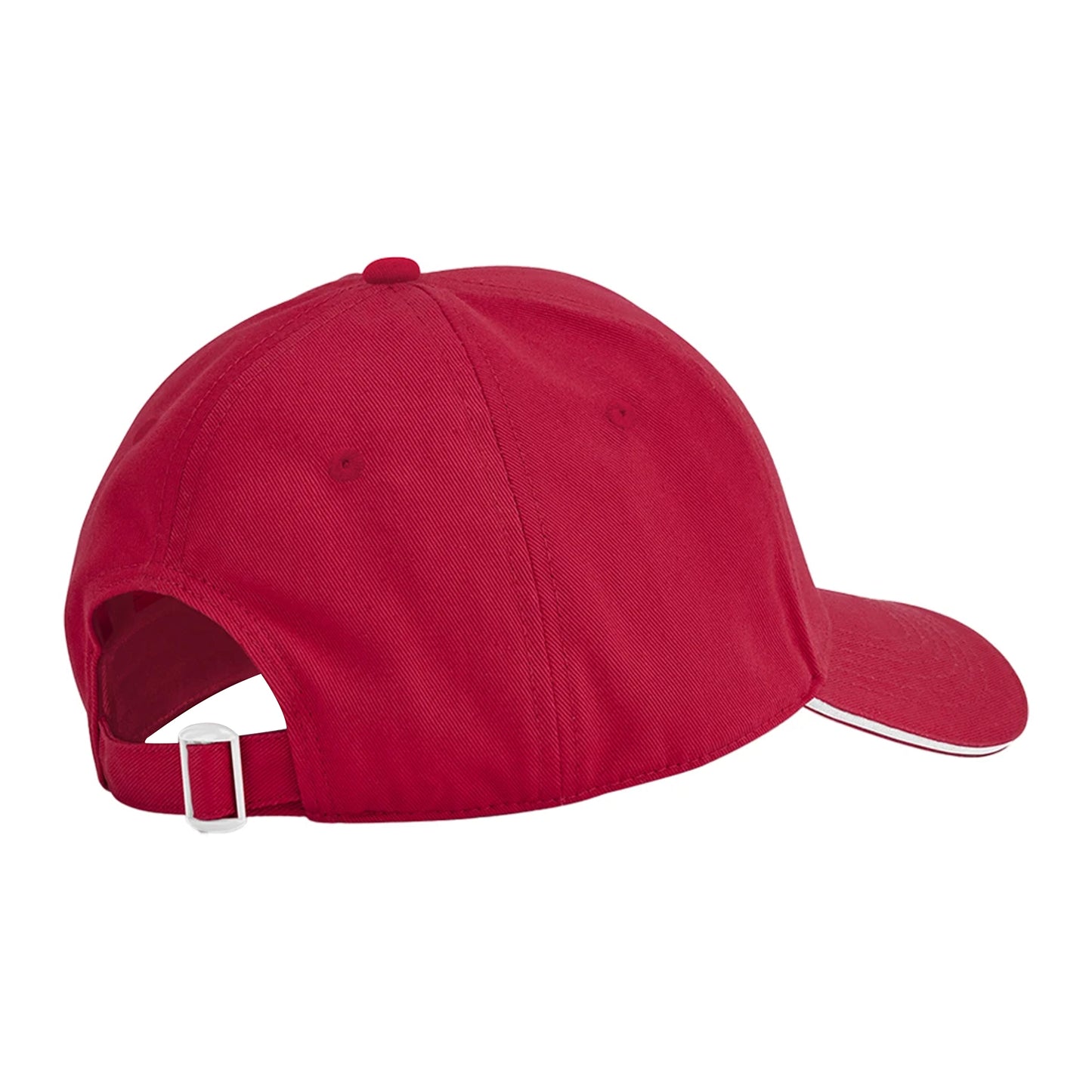 Classic Red-White - Back - Beechfield Classic Organic Cotton Sandwich Peak Cap