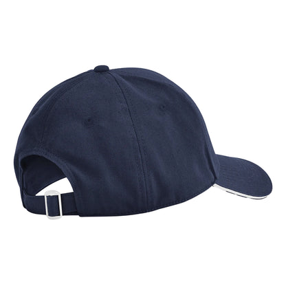 French Navy-White - Back - Beechfield Classic Organic Cotton Sandwich Peak Cap