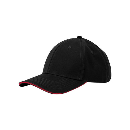 Black-Classic Red - Back - Beechfield Classic 6 Panel Organic Cotton Sandwich Peak Cap