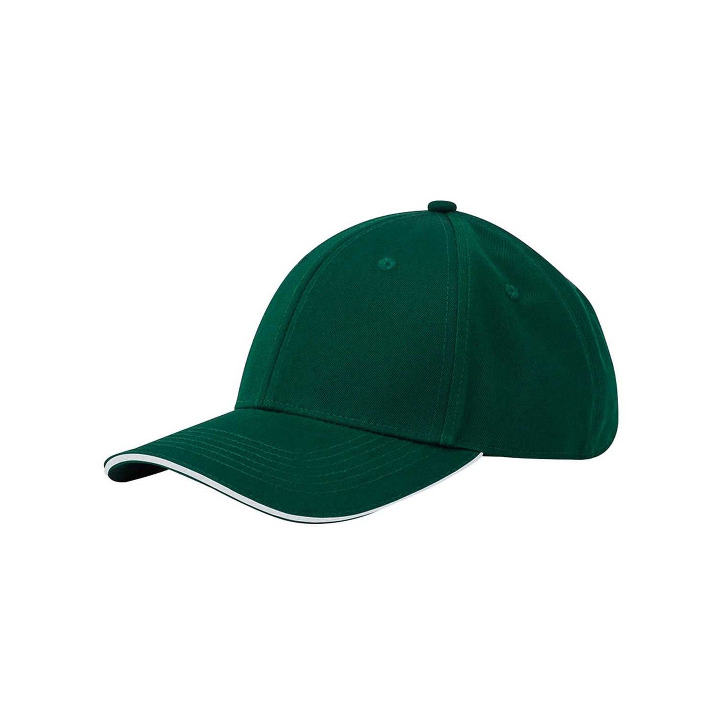 Bottle Green-White - Back - Beechfield Classic 6 Panel Organic Cotton Sandwich Peak Cap