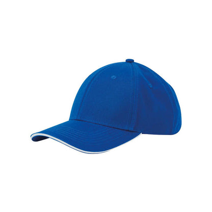 Bright Royal Blue-White - Back - Beechfield Classic 6 Panel Organic Cotton Sandwich Peak Cap