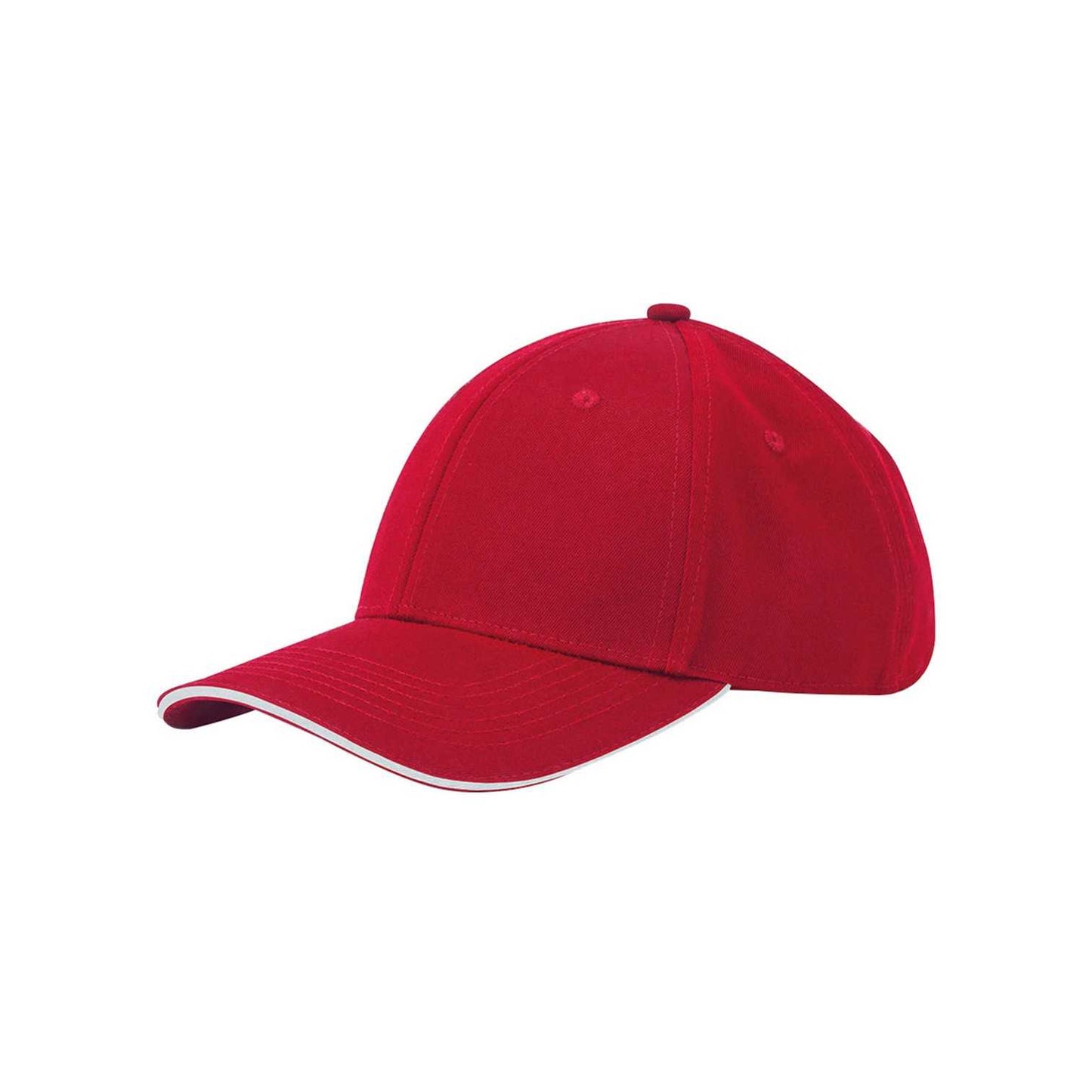 Classic Red-White - Back - Beechfield Classic 6 Panel Organic Cotton Sandwich Peak Cap