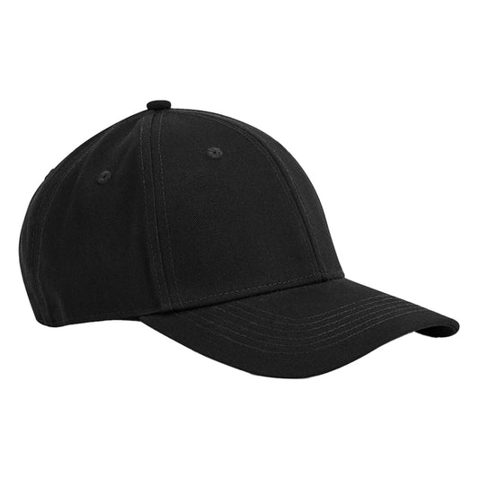 Black - Front - Beechfield Classic 6 Panel Organic Cotton Cap