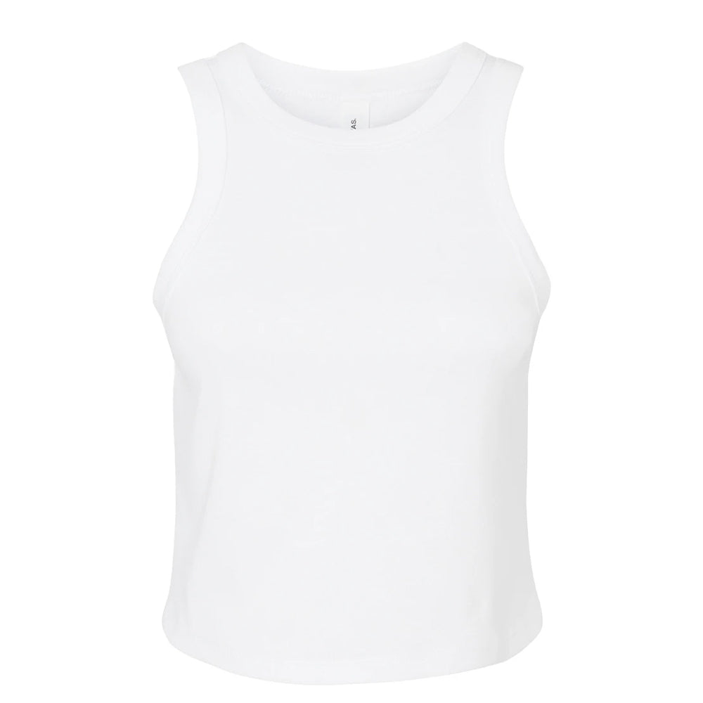 Solid White - Front - Bella + Canvas Womens-Ladies Micro-Rib Racer Tank Top